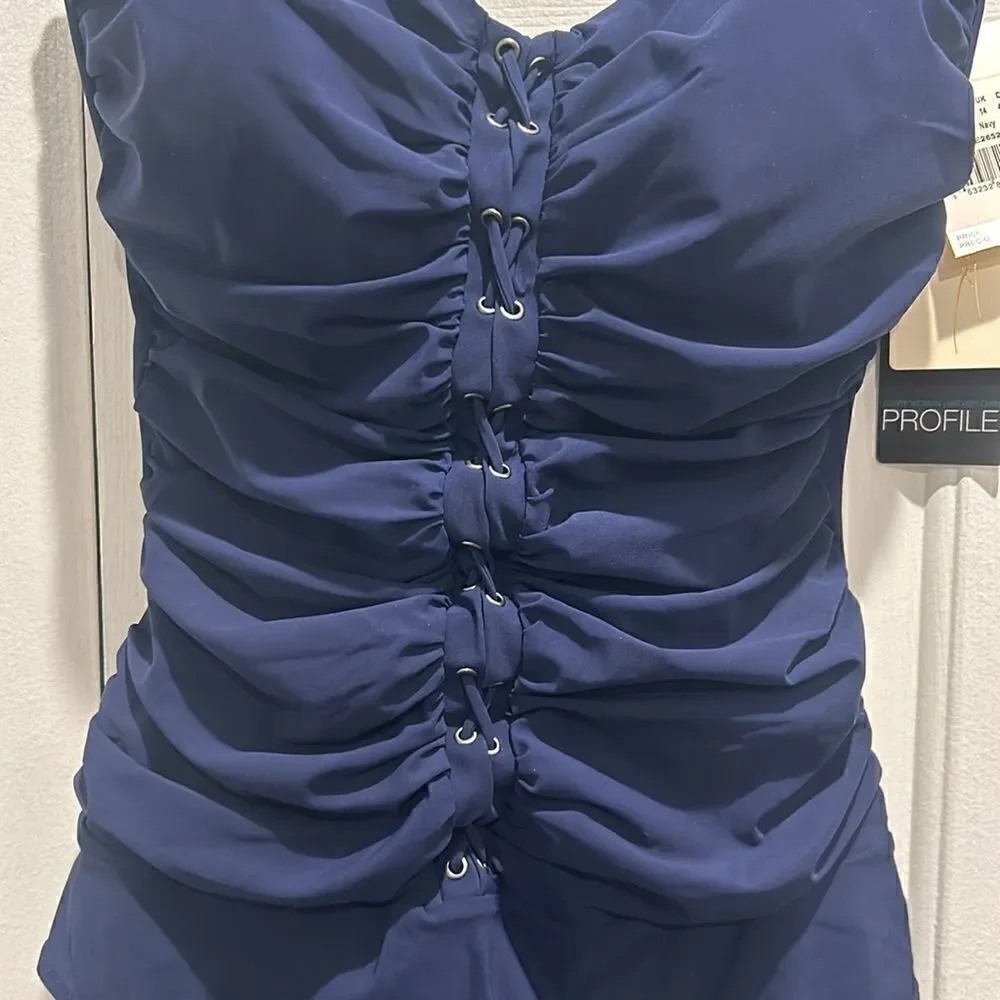 NWT Gottex Navy One-Piece Bathing Suit, Size 12